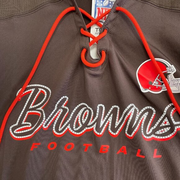 NEW Cleveland Women's M Browns Football Lace-Up Tee Shirt CSA NFL Team Apparel - Picture 7 of 9